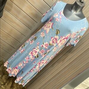 Blue and Pink Sleeveless Scoop Neck Sundress